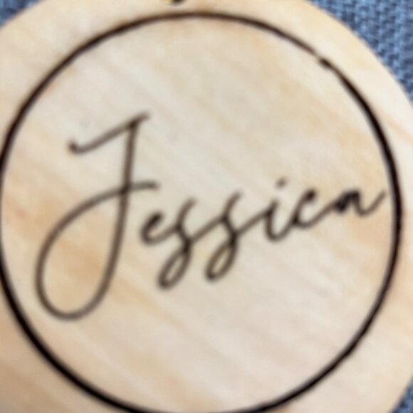 "Jessica" Name Wooden Keychain Engraved 3 In Personalized Script Cursive Gift - Picture 2 of 4